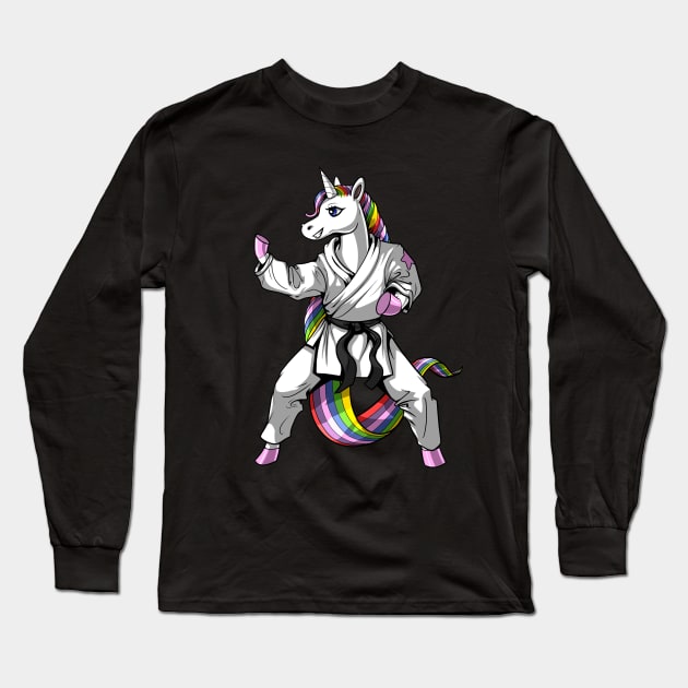 Karate Unicorn Long Sleeve T-Shirt by underheaven